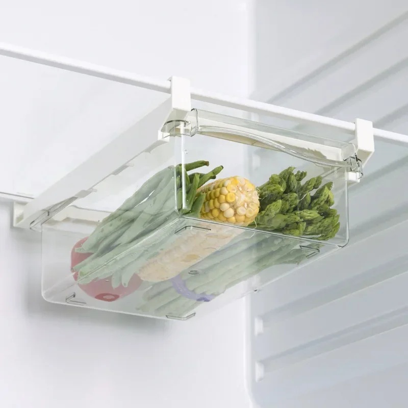 Food Storage Freezer Containers - Hanging Pull Out Fridge Drawer Organizer,