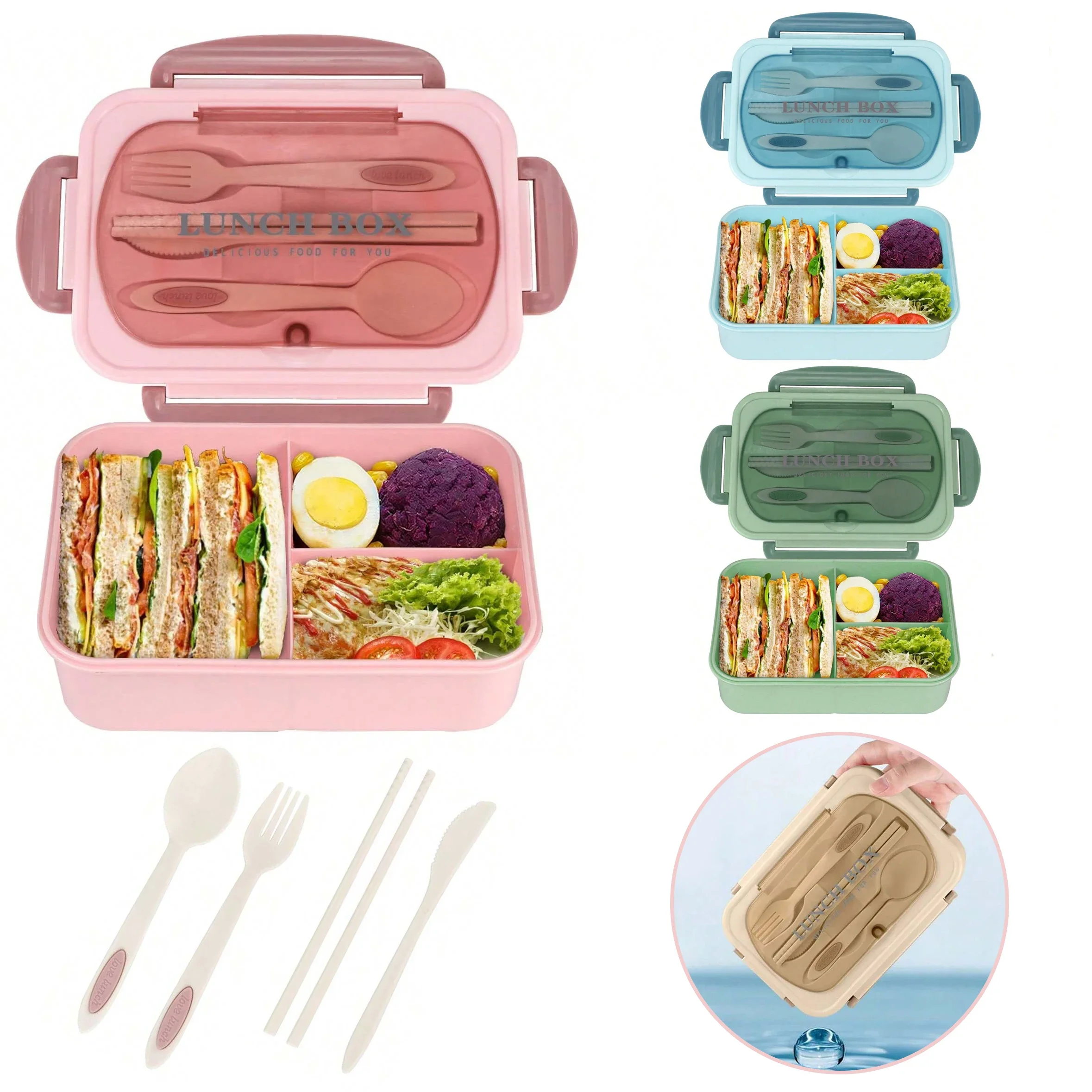 Food Storage Safe - Adult Bento Box with 3 Compartments