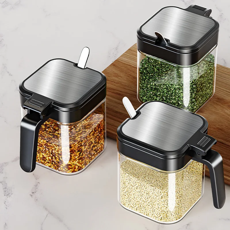 Herb Keeper Container - Household Glass Spice Jars Set Kitchen