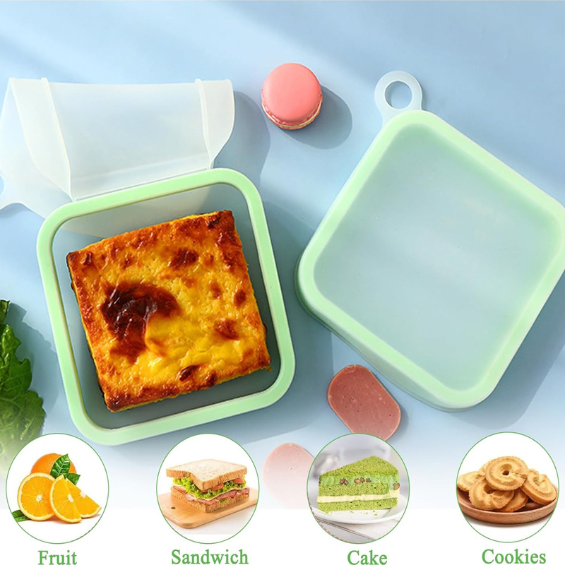 Food Storage With Scoop - Silicone Sandwich Toast Bento Box With