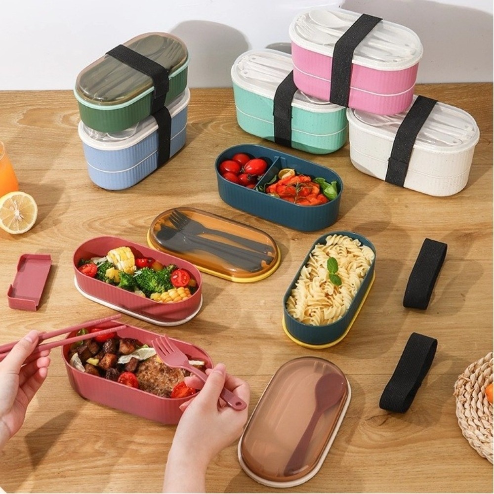 Portable Double Layer Lunch Bo - Food Storage With Scoop recension och pris