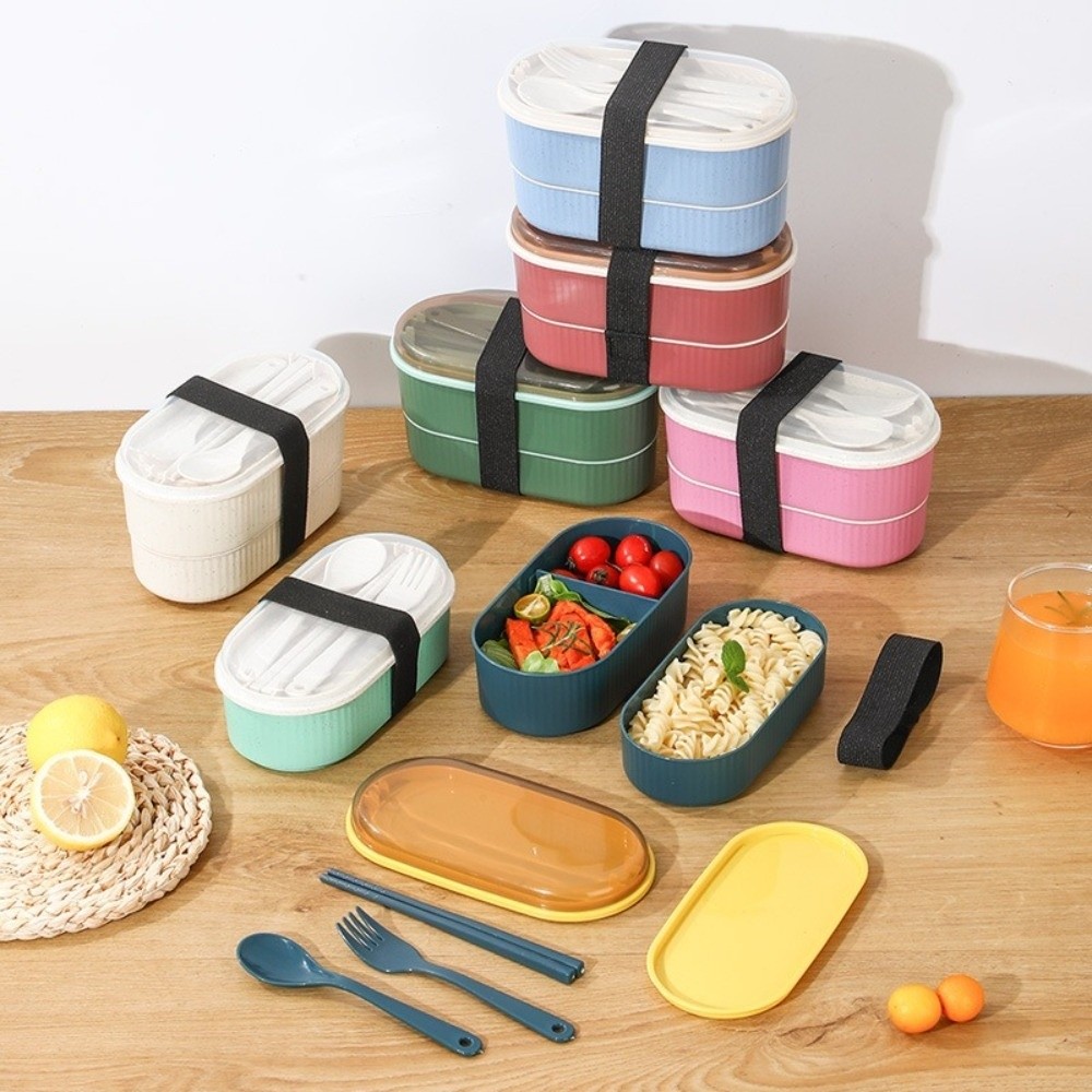 Portable Double Layer Lunch Bo - Food Storage With Scoop recension och pris