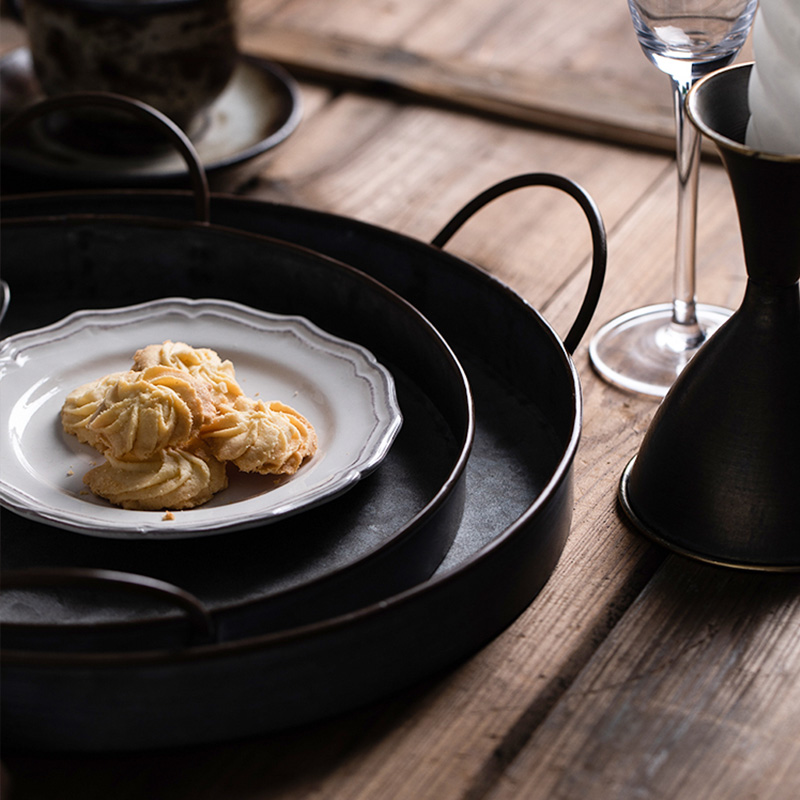 European Retro Round Iron Plat - Food Storage Restaurant recension och pris