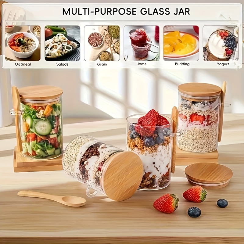 1/2/4/8Pcs Oatmeal Glass Cup S - Food Storage With Scoop recension och pris