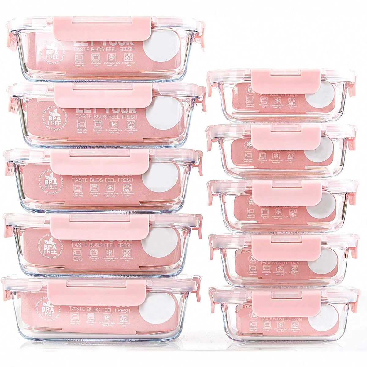 10 Pack Glass Meal Prep Contai - Food Storage Cupboard recension och pris