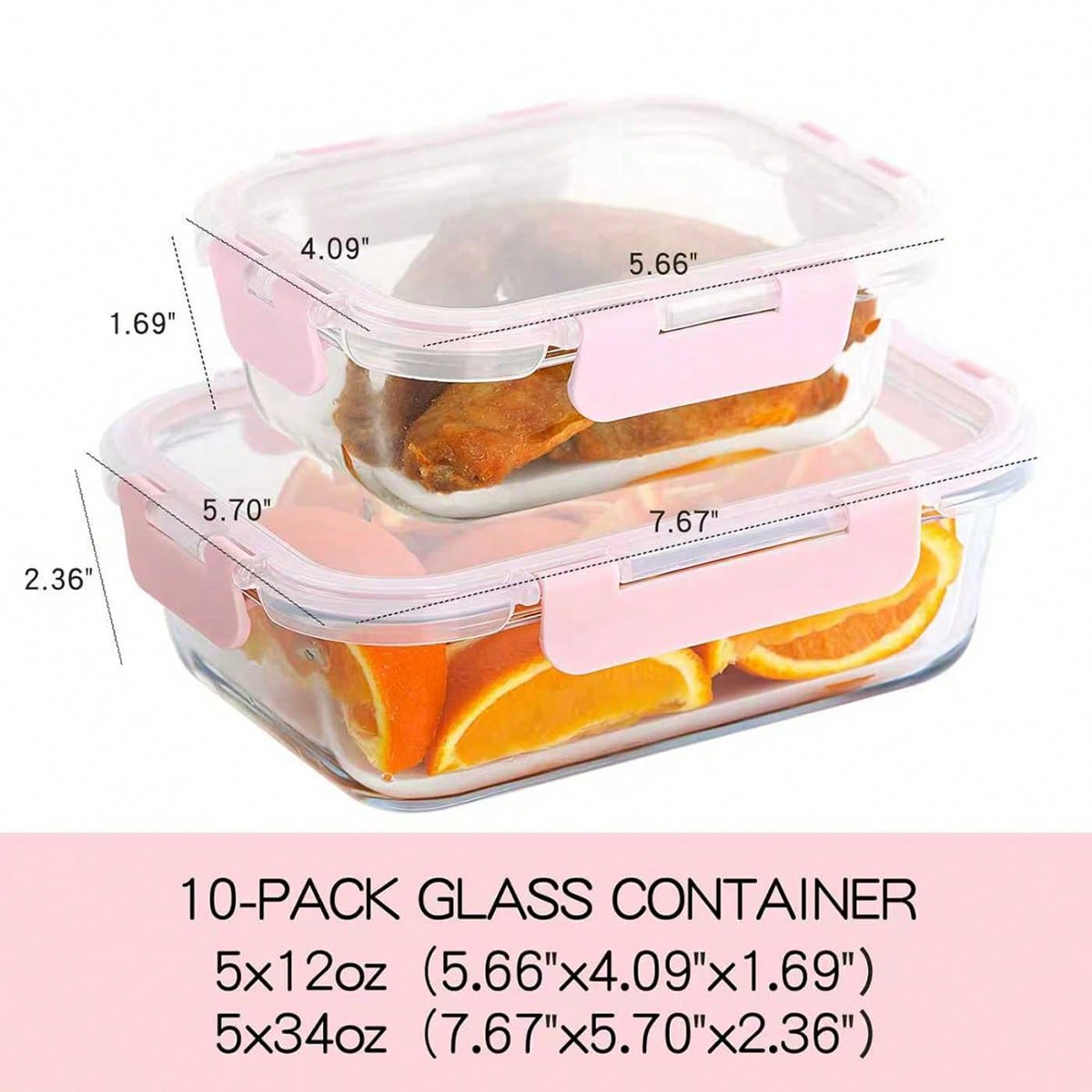 10 Pack Glass Meal Prep Contai - Food Storage Cupboard recension och pris