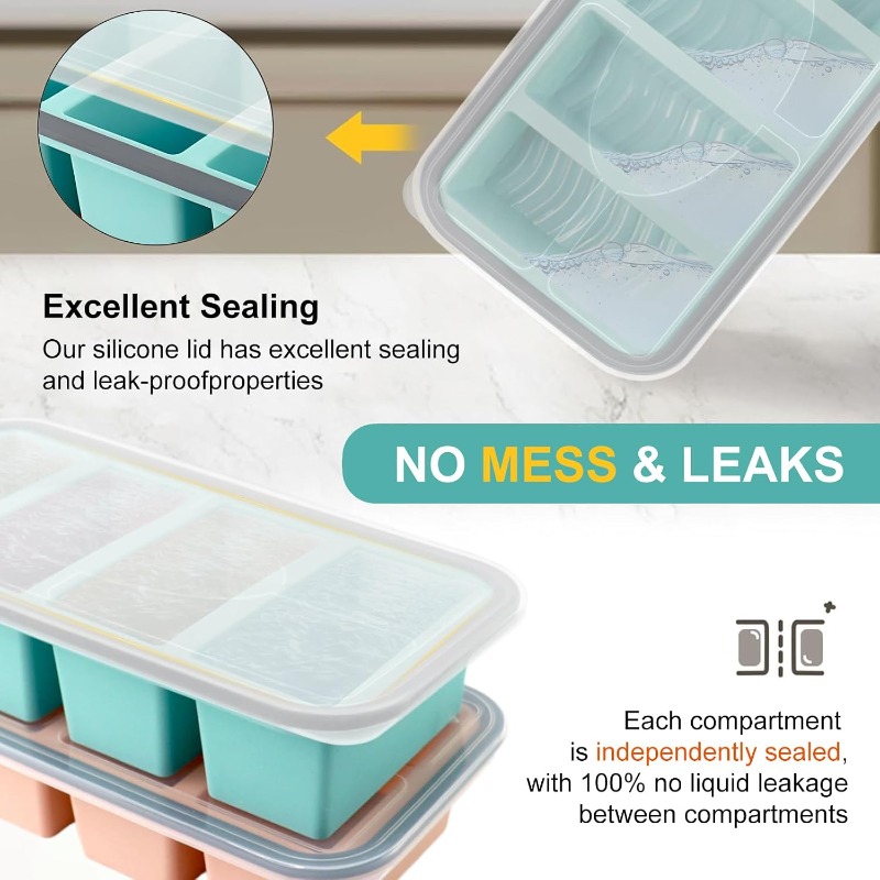 Silicone Freezer Molds with Li - Food Storage Freezer Containers recension och pris