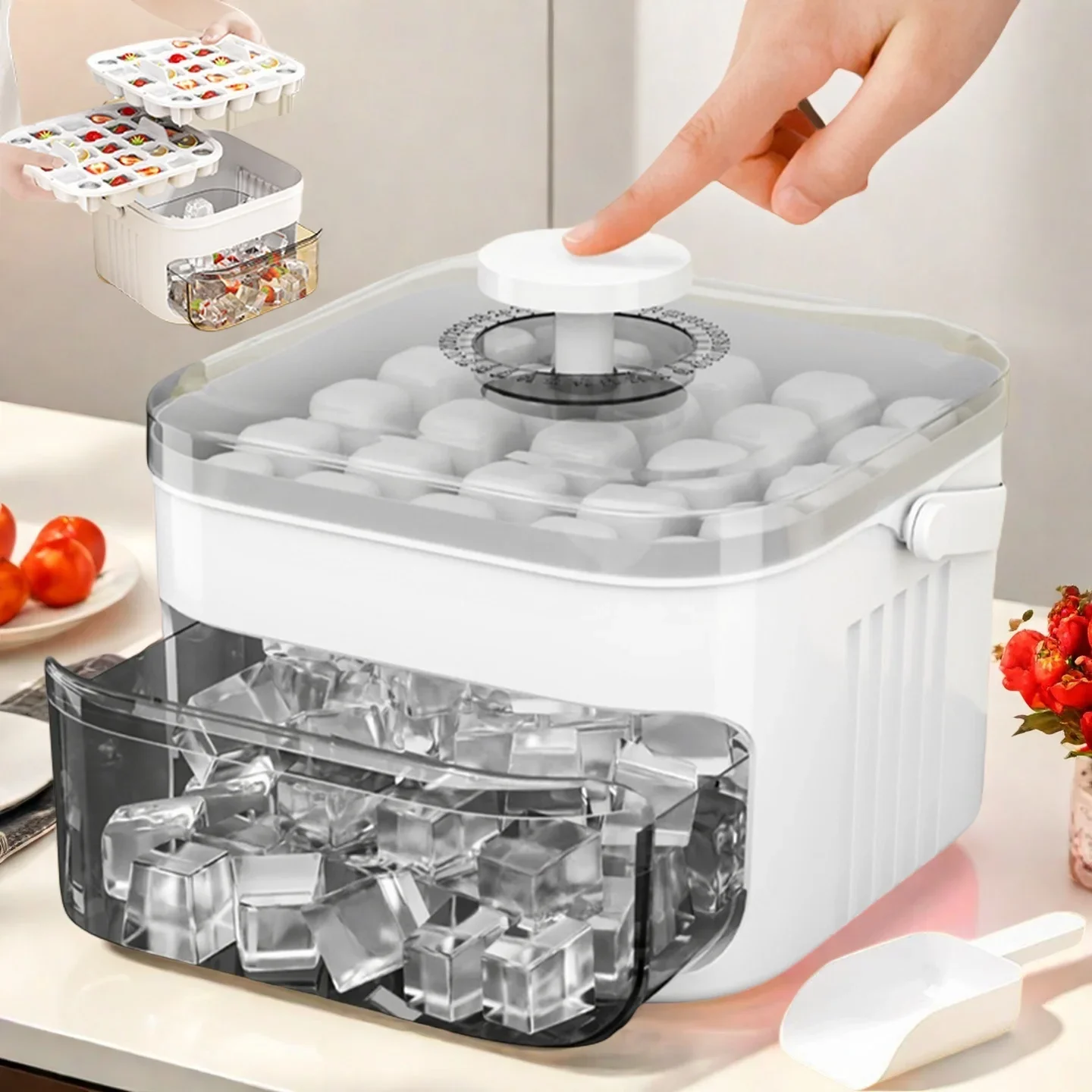 Cube Ice Maker with Easy Press - Food Storage Cupboard recension och pris