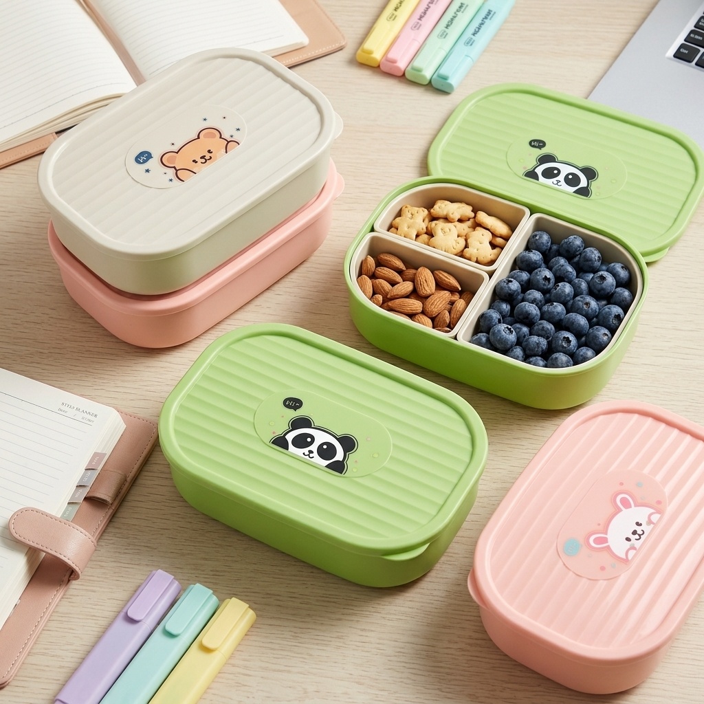 Cute Plastic Divided Lunch Box - Food Storage Safe recension och pris